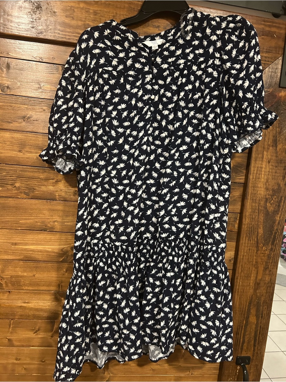 Time and Tru Navy and White Floral Midi Dress